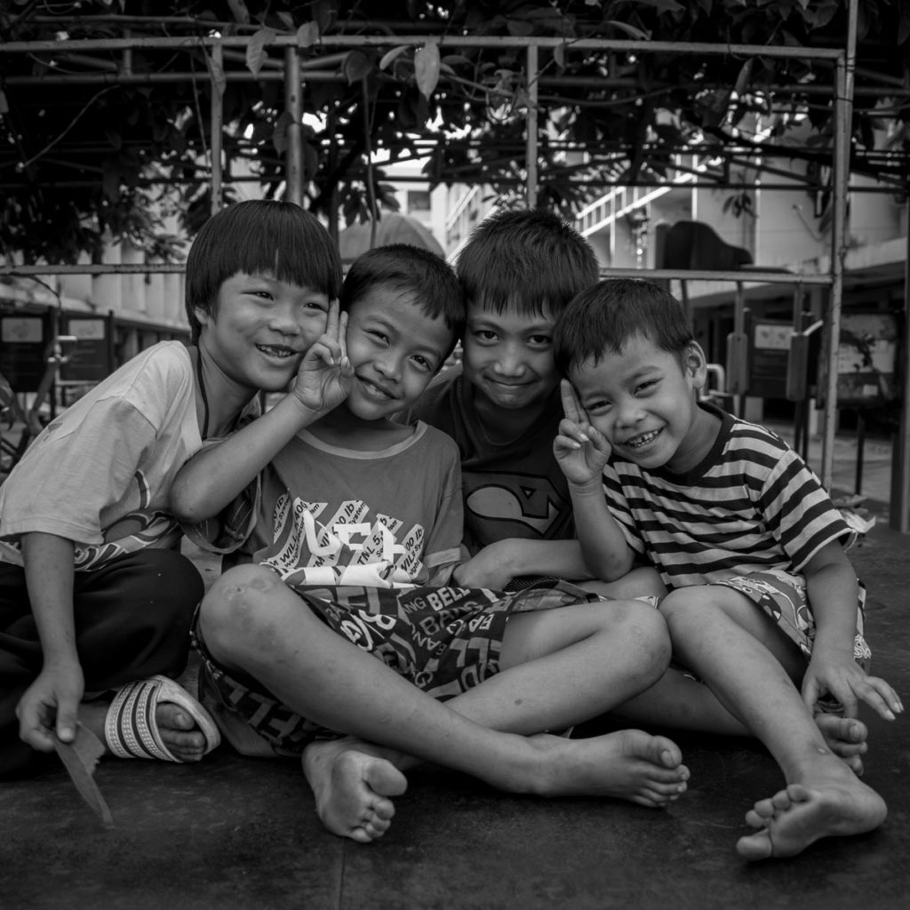 barefoot thai children
