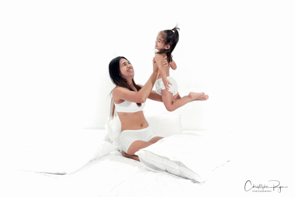 boudoir photo session with thai lady and little girl